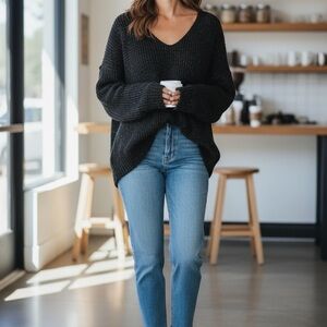 Intimately by Free People Long Black Knit Sweater